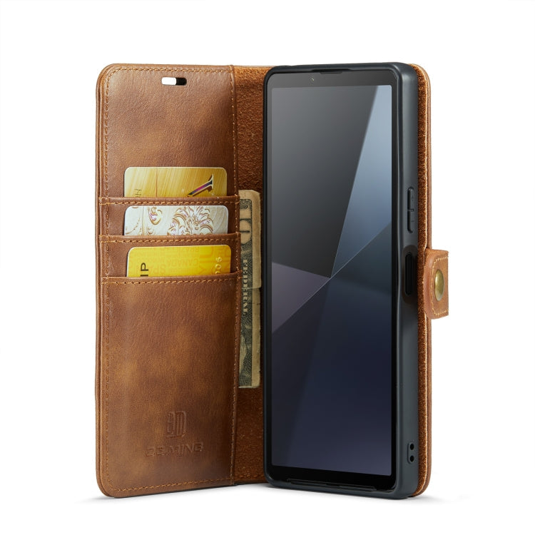 For Sony Xperia 10 VI DG.MING Crazy Horse Texture Detachable Magnetic Leather Phone Case(Brown)