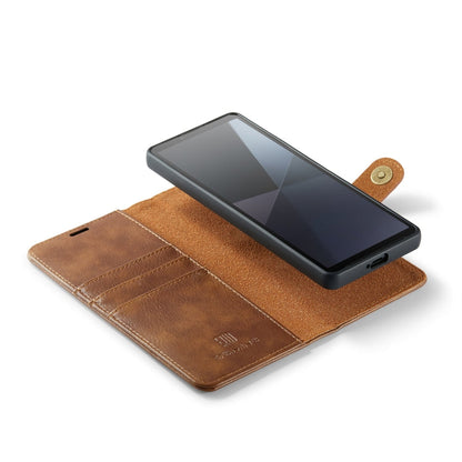 For Sony Xperia 10 VI DG.MING Crazy Horse Texture Detachable Magnetic Leather Phone Case(Brown)