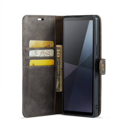 For Sony Xperia 10 VI DG.MING Crazy Horse Texture Detachable Magnetic Leather Phone Case(Grey)