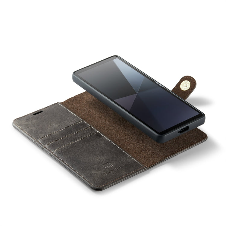 For Sony Xperia 10 VI DG.MING Crazy Horse Texture Detachable Magnetic Leather Phone Case(Grey)