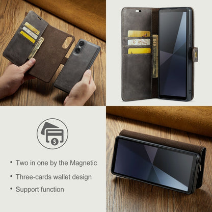 For Sony Xperia 10 VI DG.MING Crazy Horse Texture Detachable Magnetic Leather Phone Case(Grey)
