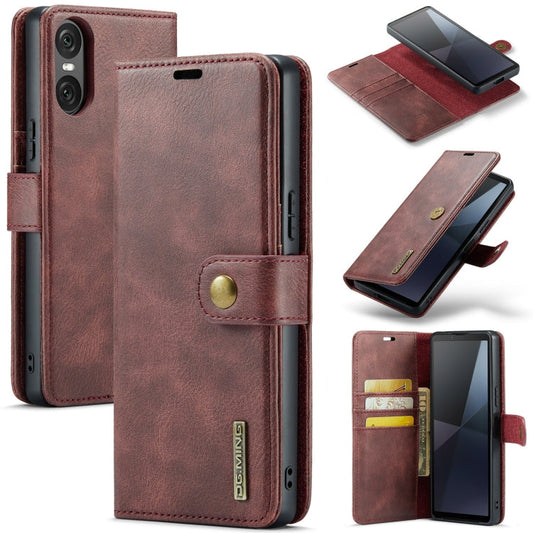 For Sony Xperia 10 VI DG.MING Crazy Horse Texture Detachable Magnetic Leather Phone Case(Red)