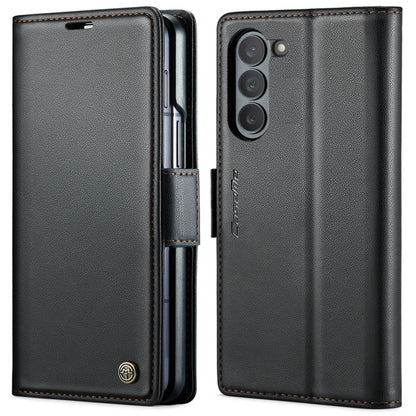 For Samsung Galaxy Z Fold6 5G CaseMe 023 Butterfly Buckle Litchi Texture RFID Anti-theft Leather Phone Case(Black)