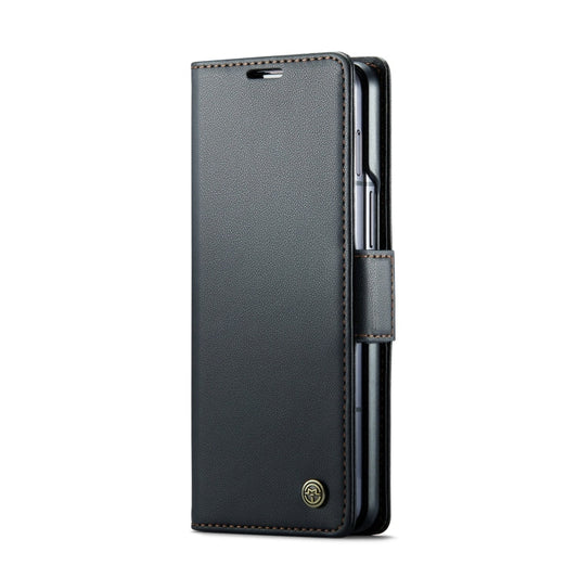 For Samsung Galaxy Z Fold6 5G CaseMe 023 Butterfly Buckle Litchi Texture RFID Anti-theft Leather Phone Case(Black)