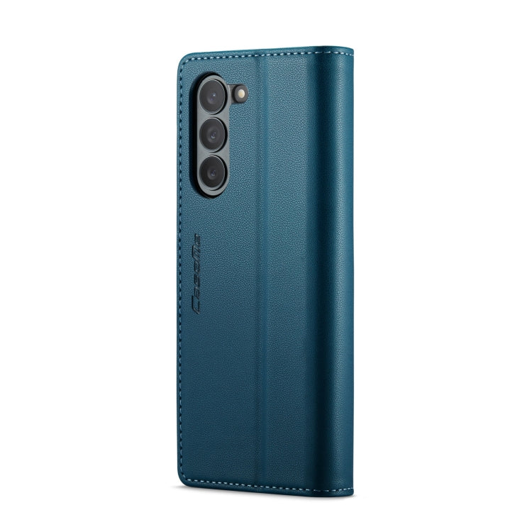 For Samsung Galaxy Z Fold6 5G CaseMe 023 Butterfly Buckle Litchi Texture RFID Anti-theft Leather Phone Case(Blue)