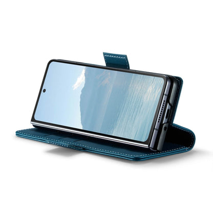 For Samsung Galaxy Z Fold6 5G CaseMe 023 Butterfly Buckle Litchi Texture RFID Anti-theft Leather Phone Case(Blue)