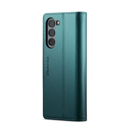 For Samsung Galaxy Z Fold6 5G CaseMe 023 Butterfly Buckle Litchi Texture RFID Anti-theft Leather Phone Case(Pearly Blue)