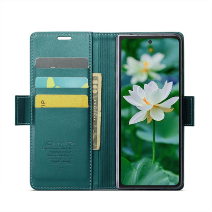 For Samsung Galaxy Z Fold6 5G CaseMe 023 Butterfly Buckle Litchi Texture RFID Anti-theft Leather Phone Case(Pearly Blue)