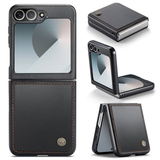 For Samsung Galaxy Z Flip6 / Flip7 FE CaseMe 023 Butterfly Buckle Litchi Texture RFID Anti-theft Leather Phone Case(Black)