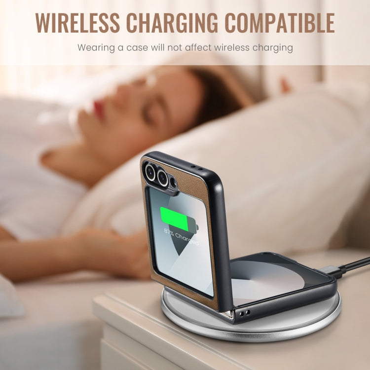 For Samsung Galaxy Z Flip6 / Flip7 FE CaseMe 023 Butterfly Buckle Litchi Texture RFID Anti-theft Leather Phone Case(Brown)