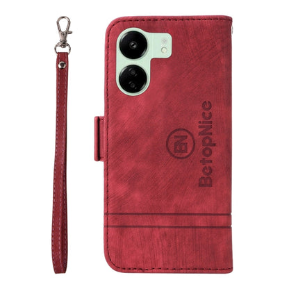 For Xiaomi Redmi 13C 4G / 5G BETOPNICE Dual-side Buckle Leather Phone Case(Red)