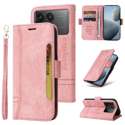 Pour Xiaomi Redmi K70 / K70 Pro 5G BETOPNICE Étui de Téléphone en Cuir à Double Boucle (Rose)