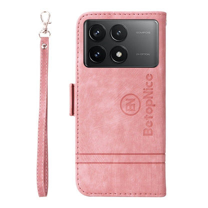 Pour Xiaomi Redmi K70 / K70 Pro 5G BETOPNICE Étui de Téléphone en Cuir à Double Boucle (Rose)