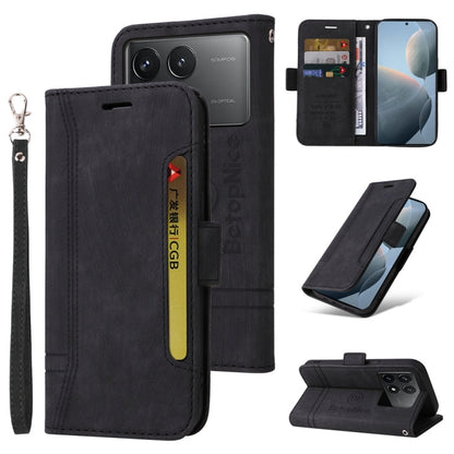 Pour Xiaomi Redmi K70 / K70 Pro 5G BETOPNICE Étui de téléphone en cuir avec boucle double face (noir)