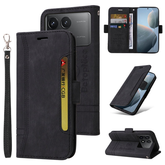 Pour Xiaomi Redmi K70 / K70 Pro 5G BETOPNICE Étui de téléphone en cuir avec boucle double face (noir)