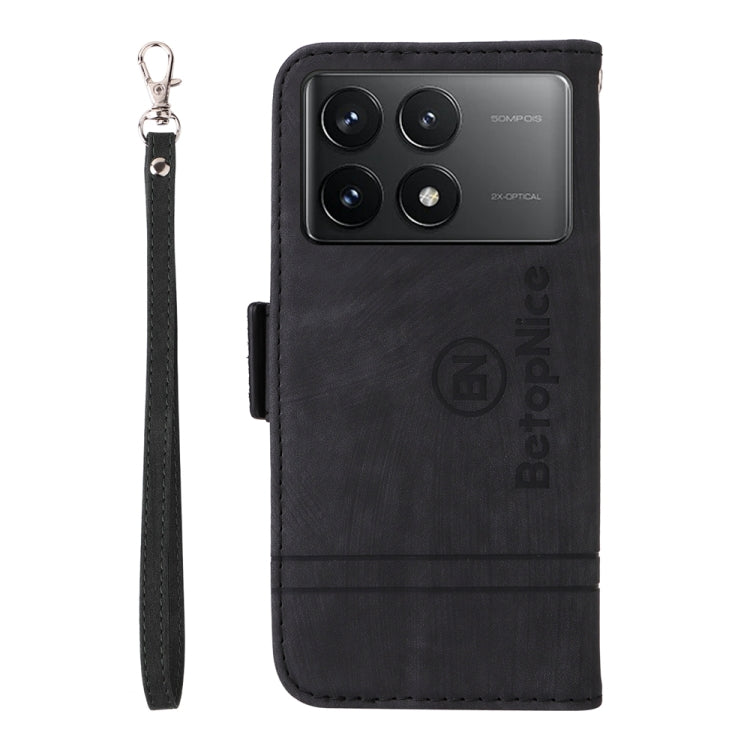 Pour Xiaomi Redmi K70 / K70 Pro 5G BETOPNICE Étui de téléphone en cuir avec boucle double face (noir)