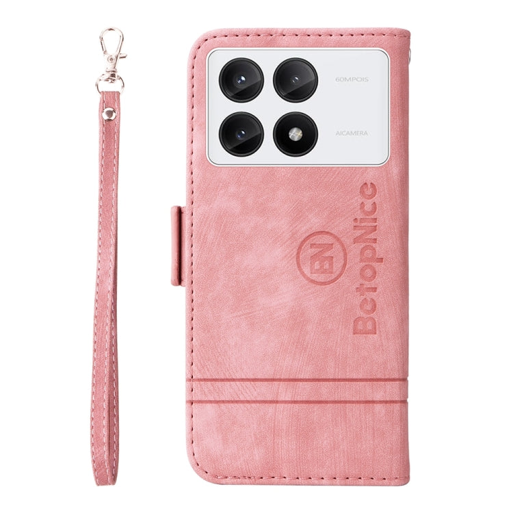 For Xiaomi Poco X6 Pro / Redmi K70E 5G BETOPNICE Dual-side Buckle Leather Phone Case(Pink)