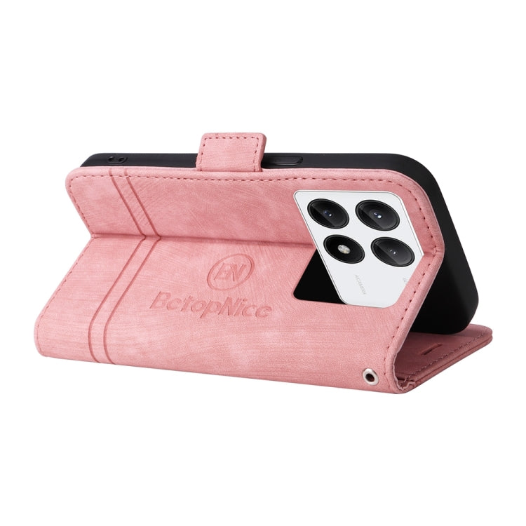 For Xiaomi Poco X6 Pro / Redmi K70E 5G BETOPNICE Dual-side Buckle Leather Phone Case(Pink)