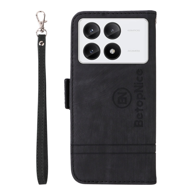 For Xiaomi Poco X6 Pro / Redmi K70E 5G BETOPNICE Dual-side Buckle Leather Phone Case(Black)