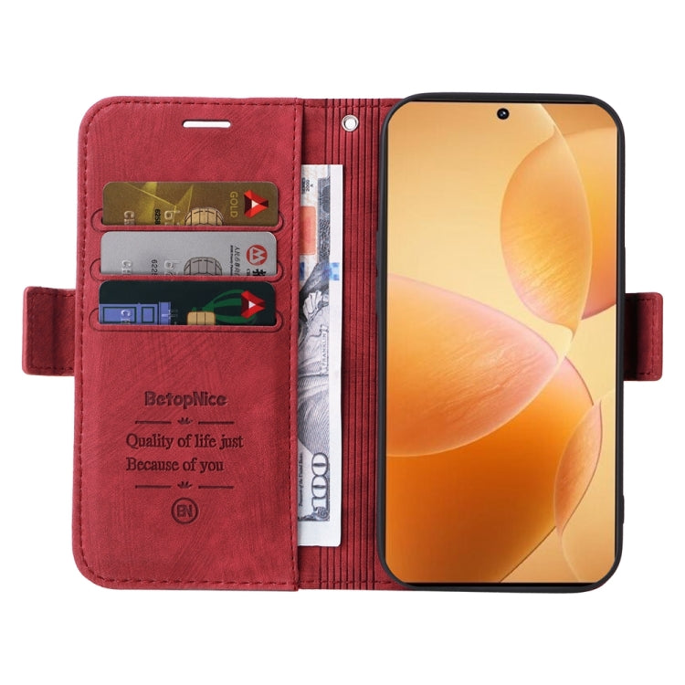For Xiaomi Poco X6 Pro / Redmi K70E 5G BETOPNICE Dual-side Buckle Leather Phone Case(Red)