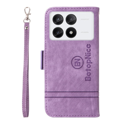Pour Xiaomi Poco X6 Pro / Redmi K70E 5G BETOPNICE Étui de téléphone en cuir à boucle double face (violet)