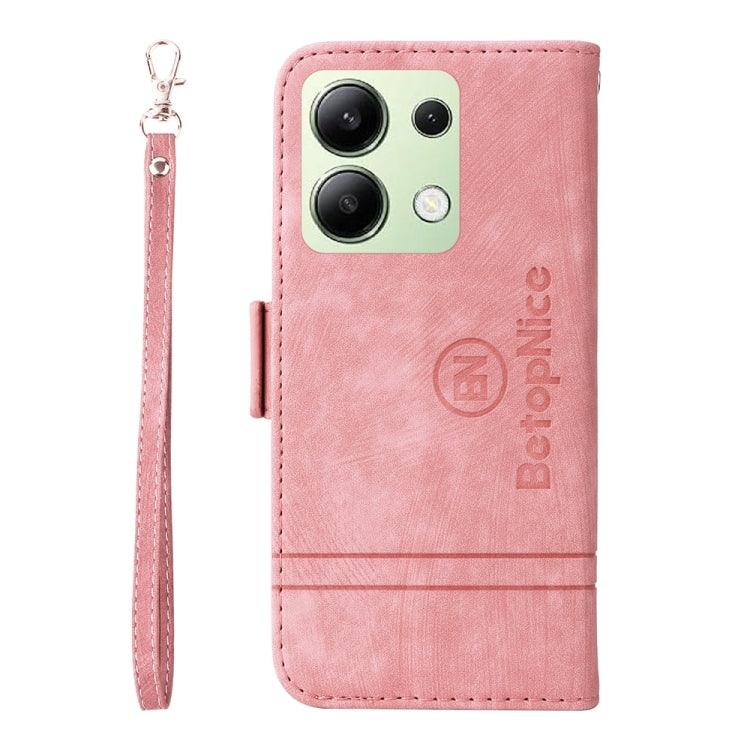Pour Xiaomi Redmi Note 13 4G BETOPNICE Étui de Téléphone en Cuir à Double Boucle (Rose)