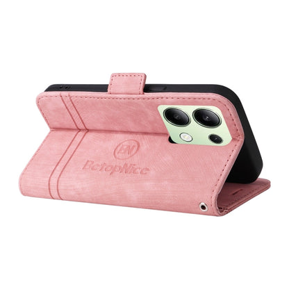 Pour Xiaomi Redmi Note 13 4G BETOPNICE Étui de Téléphone en Cuir à Double Boucle (Rose)