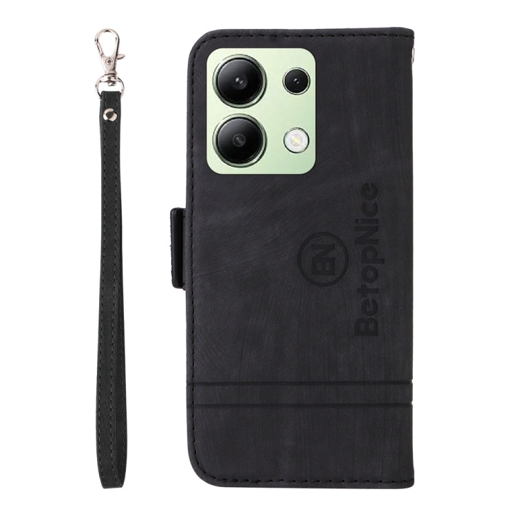 Pour Xiaomi Redmi Note 13 4G BETOPNICE Étui de téléphone en cuir avec boucle double face (Noir)