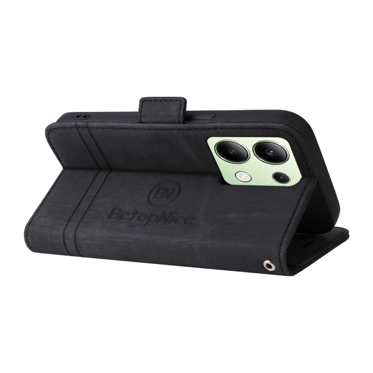 Pour Xiaomi Redmi Note 13 4G BETOPNICE Étui de téléphone en cuir avec boucle double face (Noir)