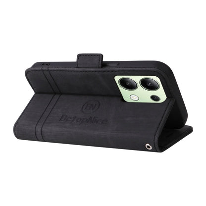 Pour Xiaomi Redmi Note 13 4G BETOPNICE Étui de téléphone en cuir avec boucle double face (Noir)