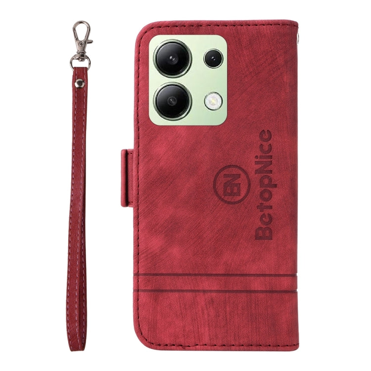 Pour Xiaomi Redmi Note 13 4G Étui en cuir BETOPNICE à boucle double face (rouge)