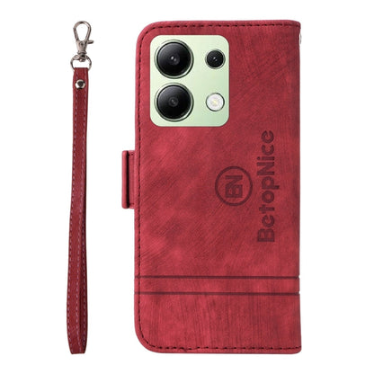 Pour Xiaomi Redmi Note 13 4G Étui en cuir BETOPNICE à boucle double face (rouge)