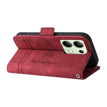 Pour Xiaomi Redmi Note 13 4G Étui en cuir BETOPNICE à boucle double face (rouge)