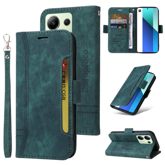 Pour Xiaomi Redmi Note 13 4G BETOPNICE Étui de téléphone en cuir à boucle double face (vert)