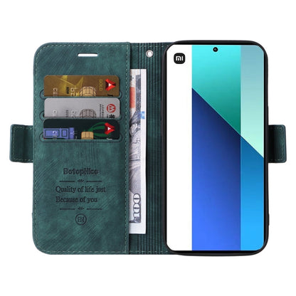For Xiaomi Redmi Note 13 4G BETOPNICE Dual-side Buckle Leather Phone Case(Green)