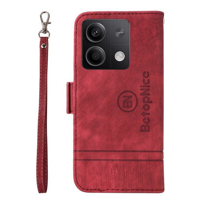 For Xiaomi Redmi Note 13 5G Global BETOPNICE Dual-side Buckle Leather Phone Case(Red)