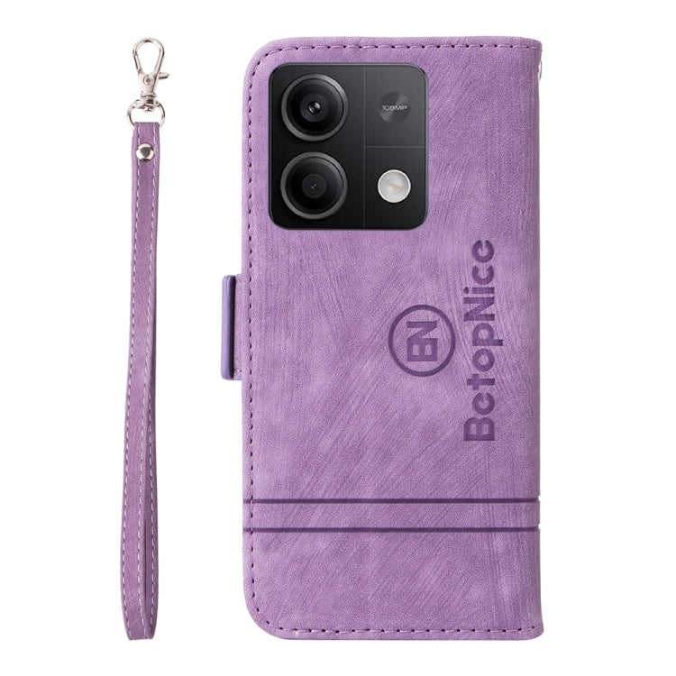 Pour Xiaomi Redmi Note 13 5G Global BETOPNICE Étui de Téléphone en Cuir à Boucle Double Face (Violet)