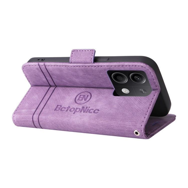 Pour Xiaomi Redmi Note 13 5G Global BETOPNICE Étui de Téléphone en Cuir à Boucle Double Face (Violet)