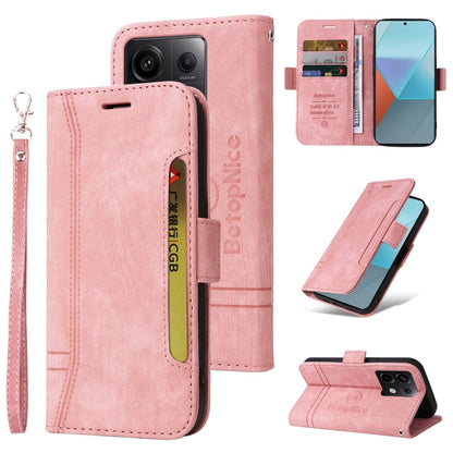 Pour Xiaomi Poco X6 5G / Redmi Note 13 Pro 5G Global BETOPNICE Étui de téléphone en cuir avec boucle double face (rose)