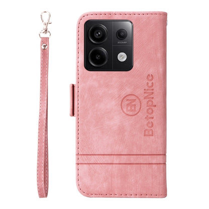 Pour Xiaomi Poco X6 5G / Redmi Note 13 Pro 5G Global BETOPNICE Étui de téléphone en cuir avec boucle double face (rose)