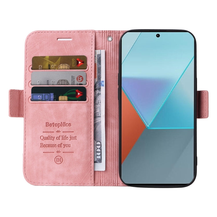 Pour Xiaomi Poco X6 5G / Redmi Note 13 Pro 5G Global BETOPNICE Étui de téléphone en cuir avec boucle double face (rose)