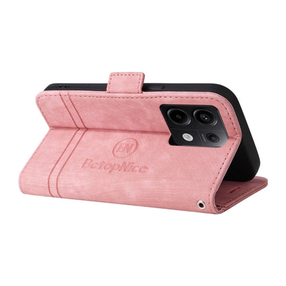 Pour Xiaomi Poco X6 5G / Redmi Note 13 Pro 5G Global BETOPNICE Étui de téléphone en cuir avec boucle double face (rose)