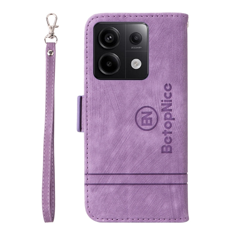 For Xiaomi Poco X6 5G / Redmi Note 13 Pro 5G Global BETOPNICE Dual-side Buckle Leather Phone Case(Purple)