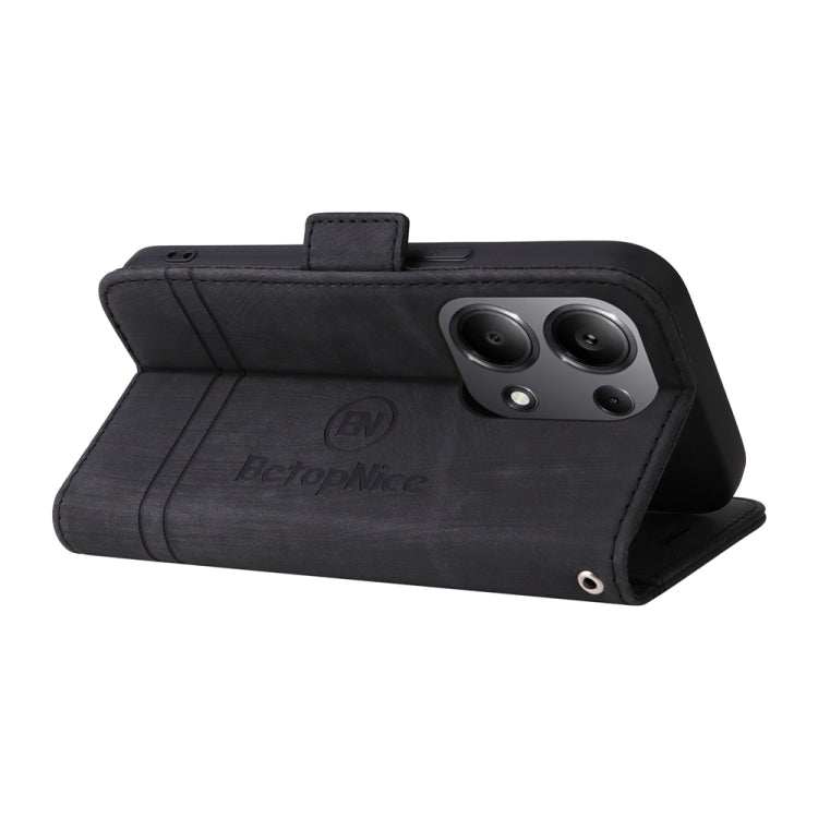 For Xiaomi Poco M6 Pro 4G/Redmi Note13 Pro 4G Global BETOPNICE Dual-side Buckle Leather Phone Case(Black)