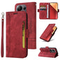 Pour Xiaomi Poco M6 Pro 4G/Redmi Note13 Pro 4G Global BETOPNICE Étui de téléphone en cuir à double boucle (rouge)