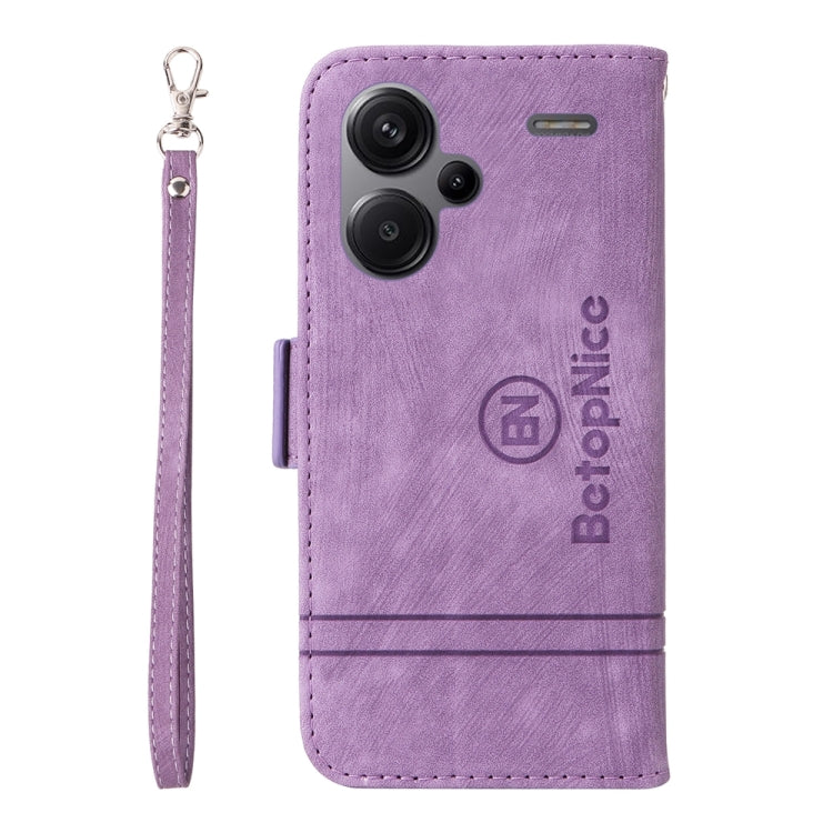 Pour Xiaomi Redmi Note 13 Pro+ 5G Global BETOPNICE Étui de Téléphone en Cuir à Double Boucle (Violet)