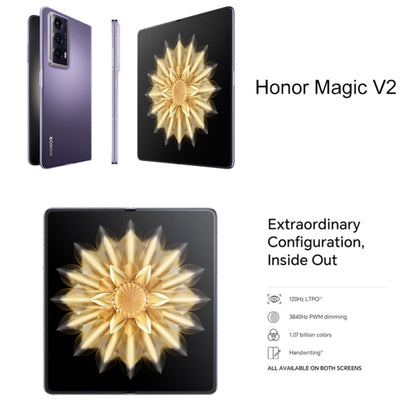 Honor Magic V2 5G, 16GB+256GB, 7.92 inch + 6.43 inch MagicOS 7.2 Snapdragon 8 Gen2  Octa Core up to 3.36GHz, Network: 5G, OTG, Not Support Google Play(Gold)
