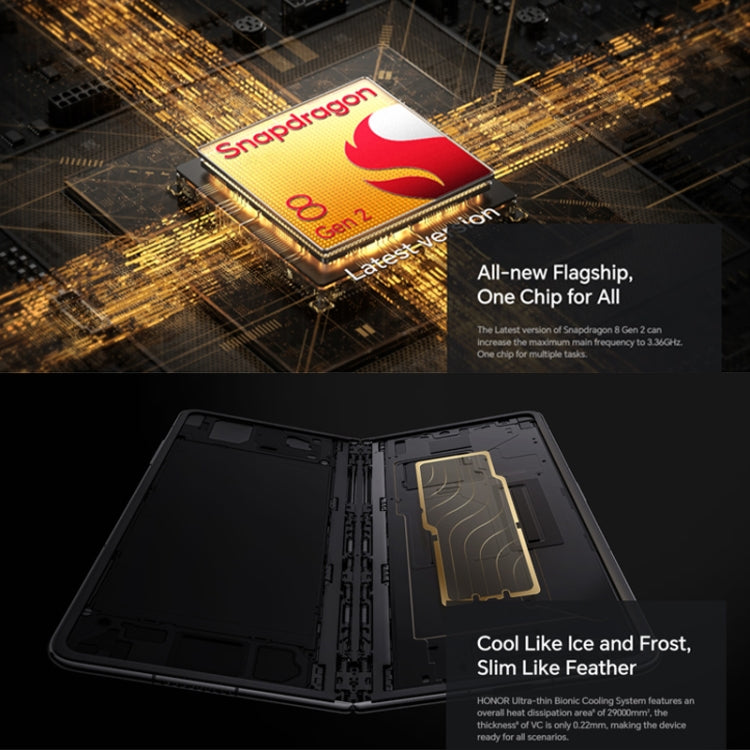 Honor Magic V2 5G, 16GB+256GB, 7.92 inch + 6.43 inch MagicOS 7.2 Snapdragon 8 Gen2  Octa Core up to 3.36GHz, Network: 5G, OTG, Not Support Google Play(Gold)