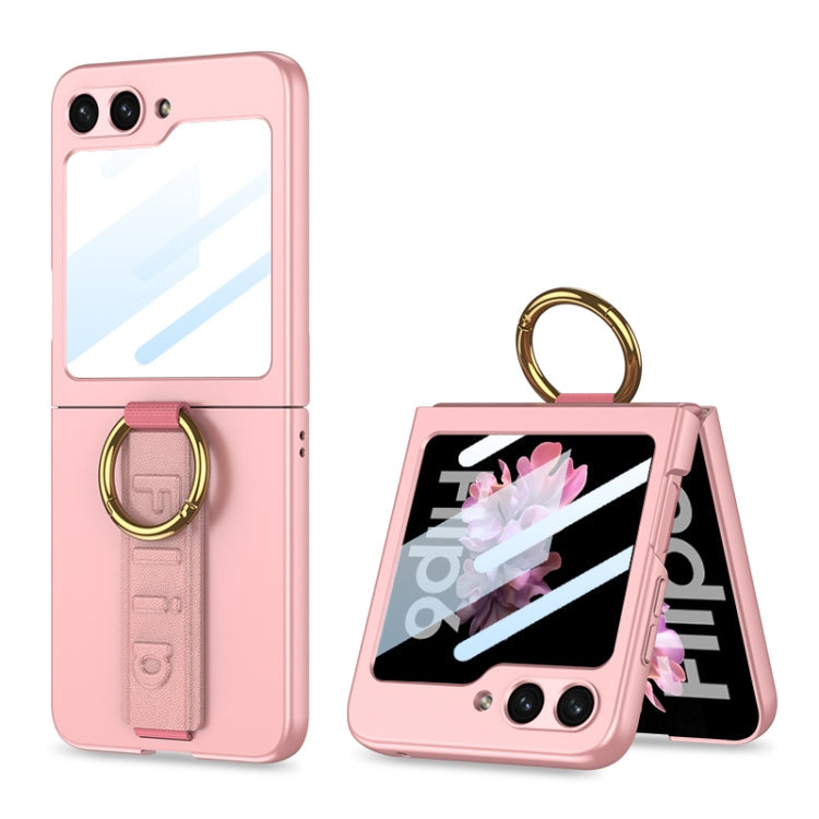 For Samsung Galaxy Z Flip6 GKK Integrated Ultrathin Shockproof Phone Case with Ring Wrist Strap(Pink)