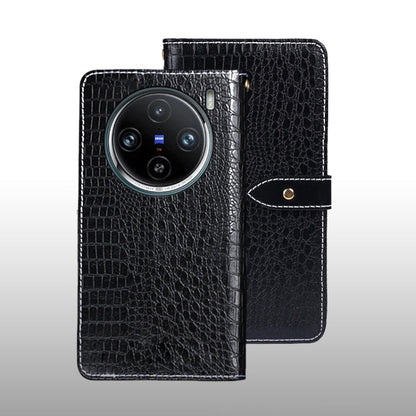 For vivo X100 Pro idewei Crocodile Texture Leather Phone Case(Black)